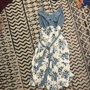 PatPat Blue and White Floral Maxi Dress